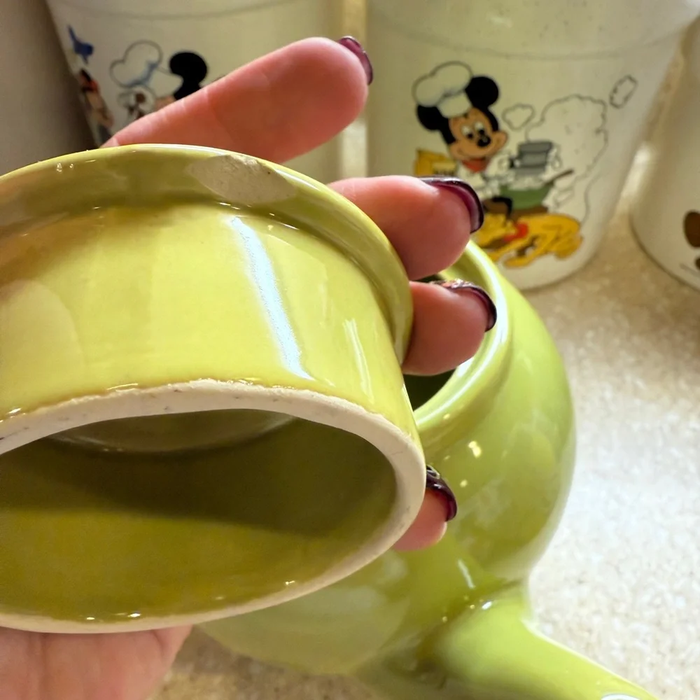 Olive Green Ceramic Teapot Made in USA Hot Water Hot Tea Craft